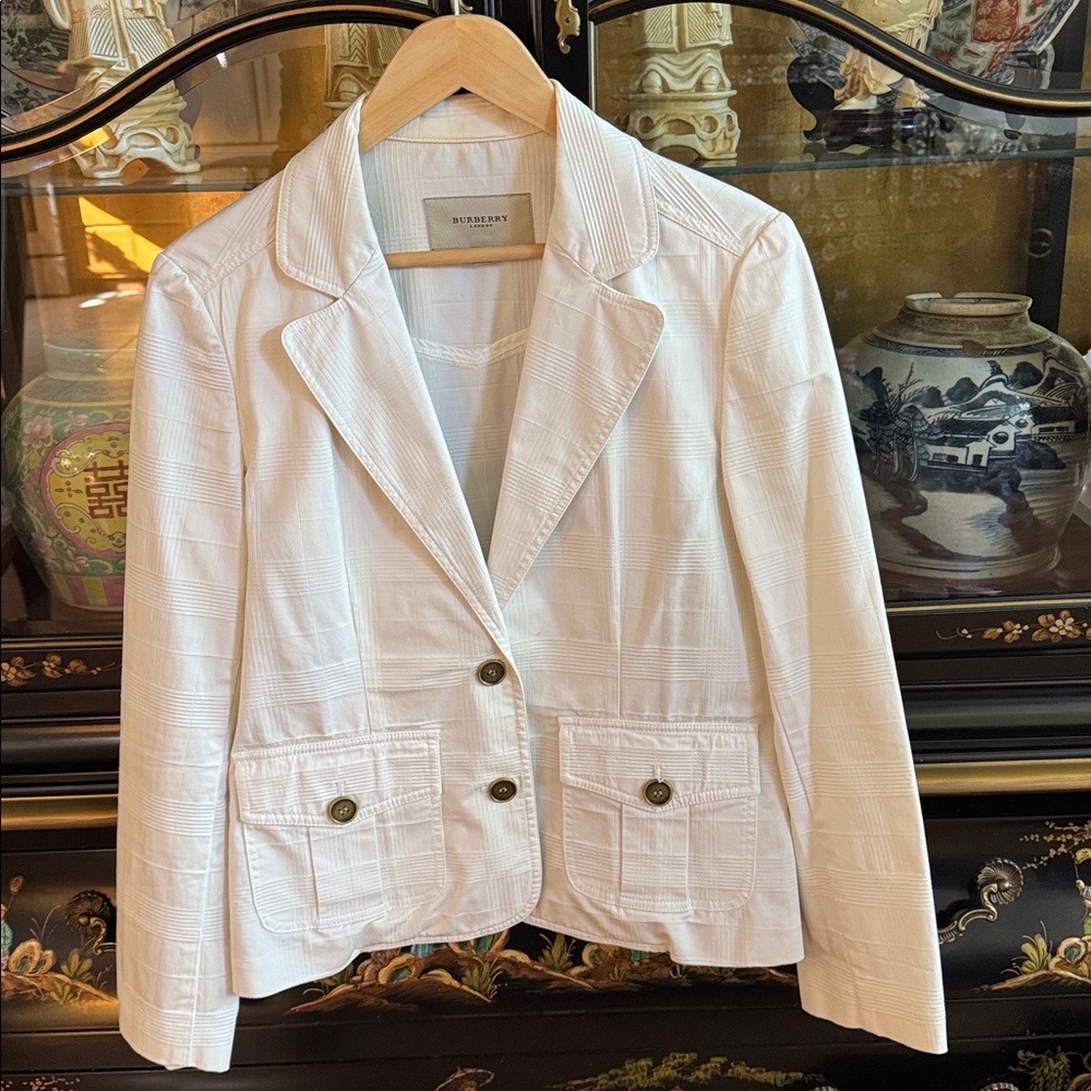 Burberry Cream Blazer with Button Accents